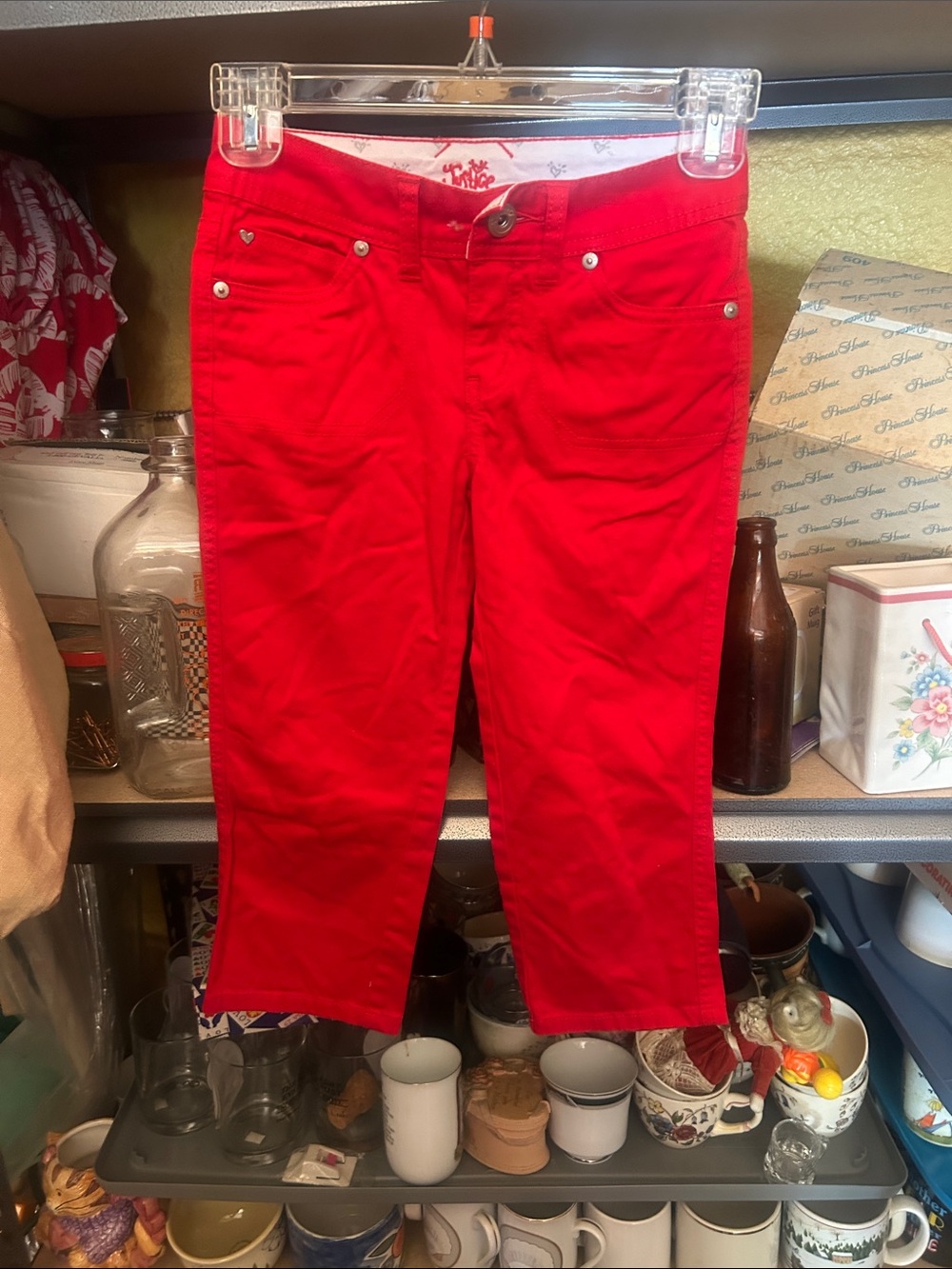 Justice Bright Red Girls' Casual Crop Pants 10 slim